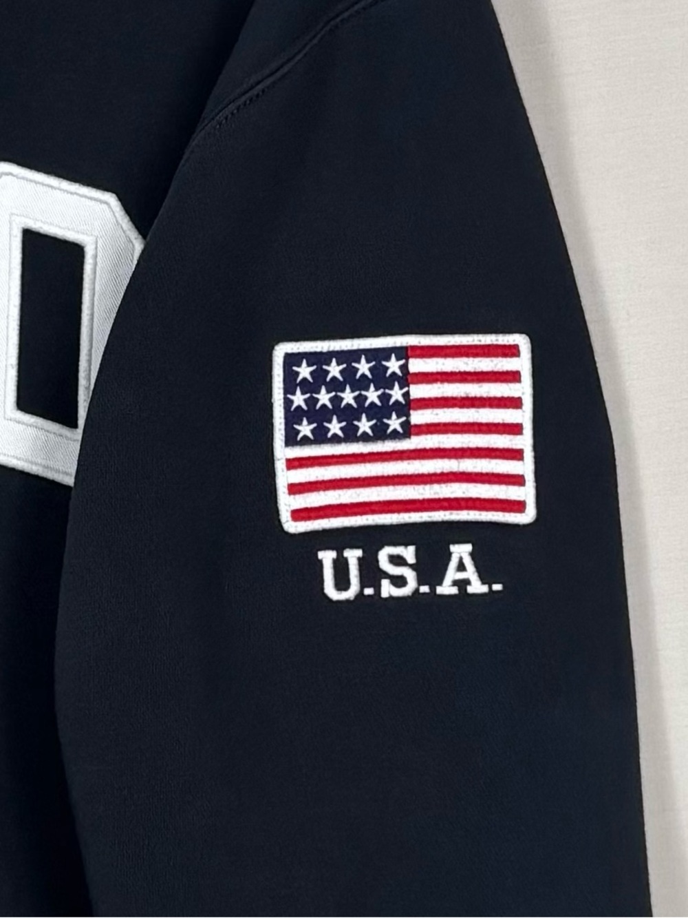 Polo Ralph Lauren USA Flag Patch Hoodie Black POLO Spell Out XL - Picture 4 of 6